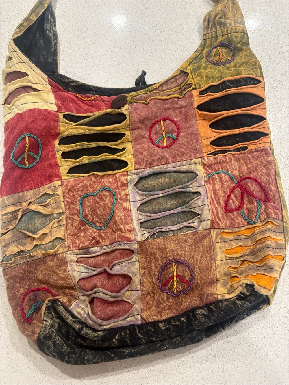 Bohemian Patchwork Multi‑Color Shoulder Bag - Picture 2 of 4